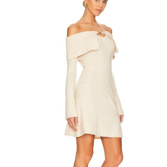 Cult Gaia Cream ‘Edna’ Knit Mini Dress w/Collar Detail Size M EUC HARD TO FIND - Picture 2 of 16